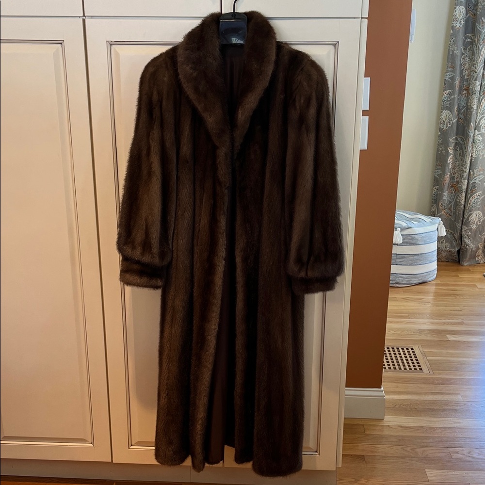 Full length brown mink coat